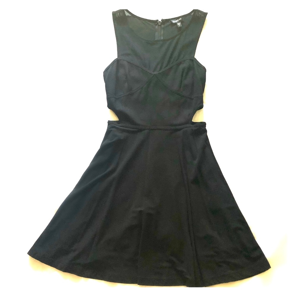 Bebe Black Mesh Cutout Cocktail Dress